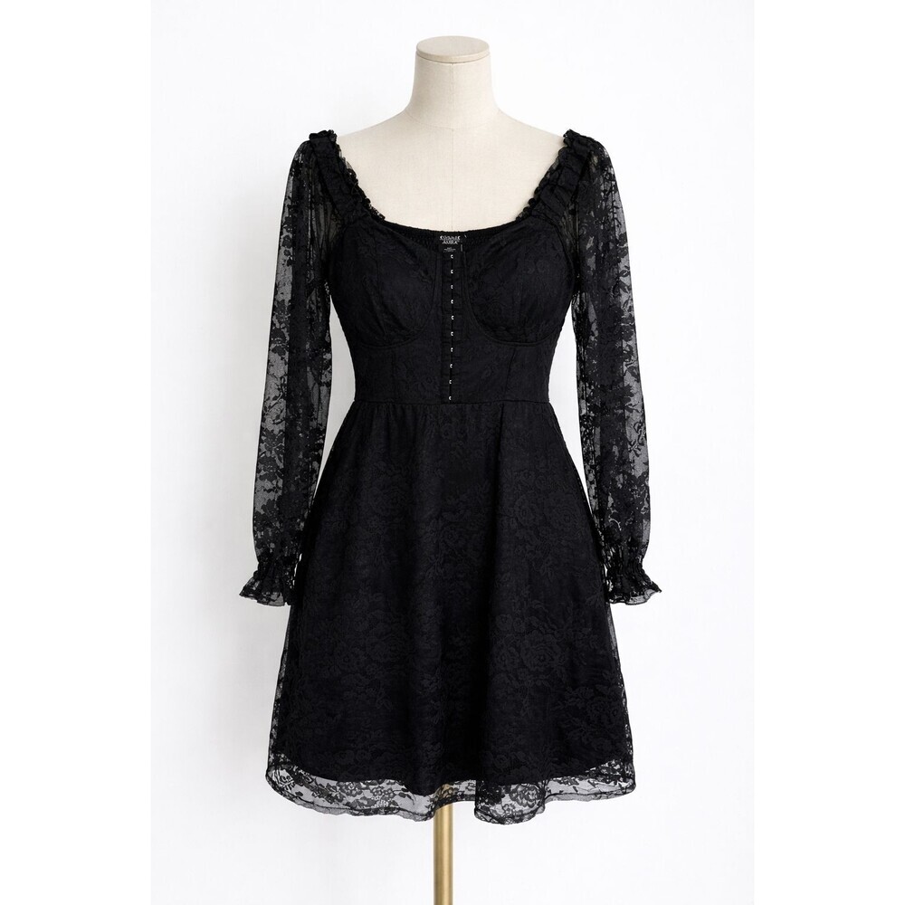 Cosmic Aura Dress Size 1x Black Lace Sheer Sleeves Whitchy Fairygoth Hot Topic